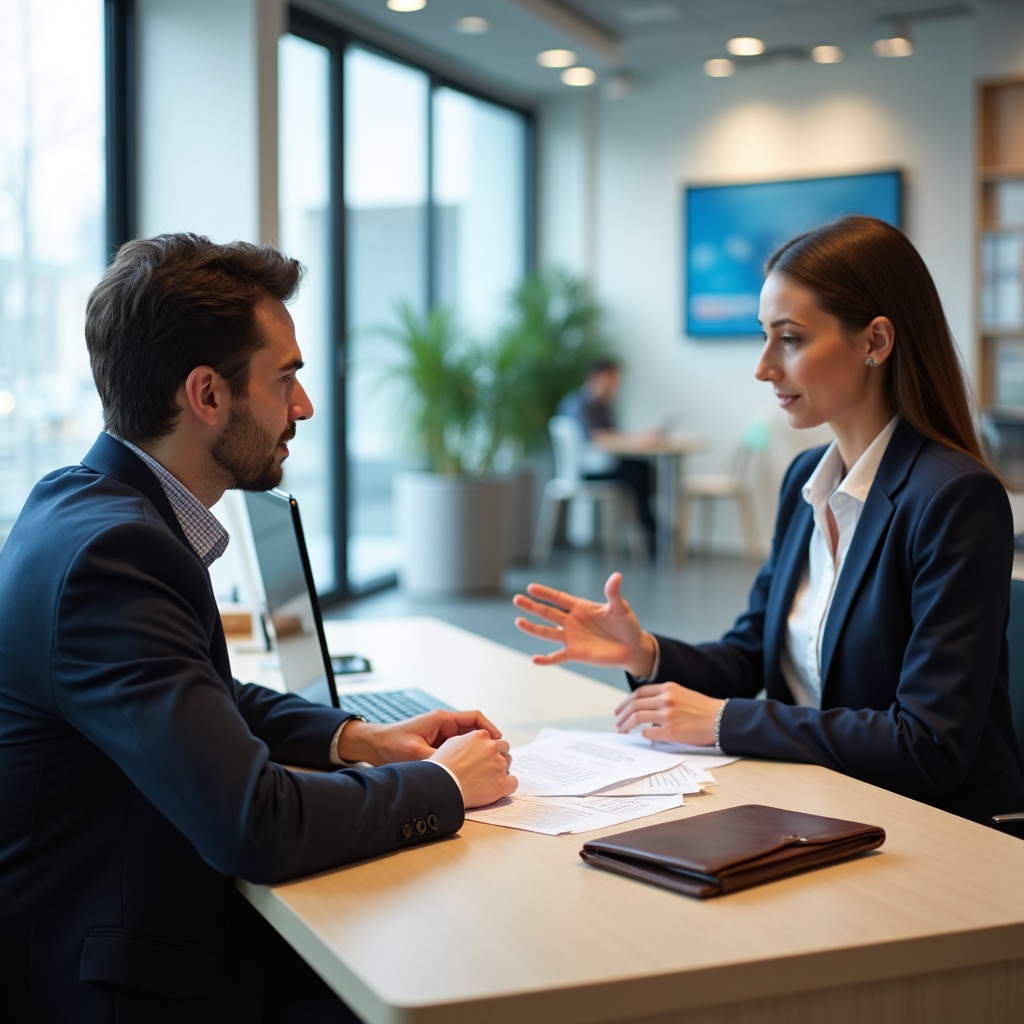 Business owner setting up commercial banking account