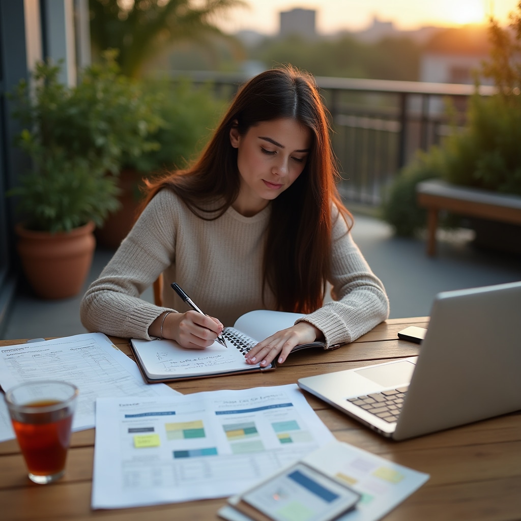 Entrepreneur in planning session with business documents