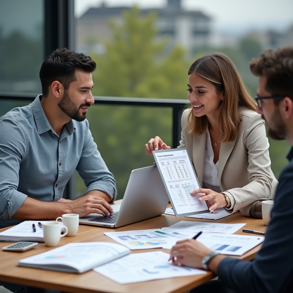 Financial planning meeting with calculator and documents