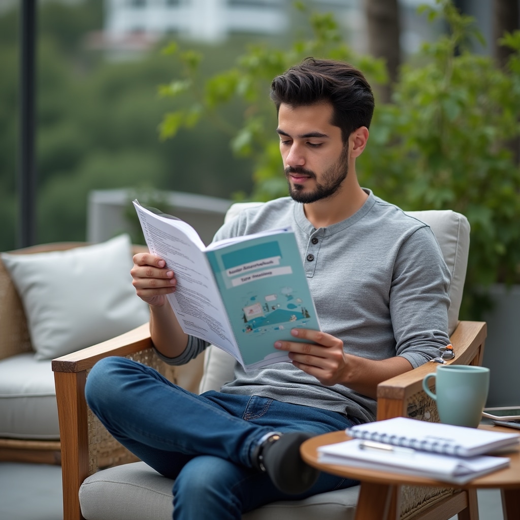 Entrepreneur reading business formalization guide with notes